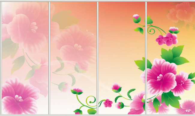 梦幻唯美时尚古典花朵电视墙壁纸模板下载(图