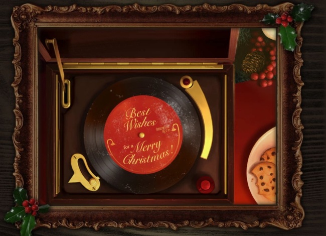 flash老唱片圣诞节贺卡模板下载(图片编号:111