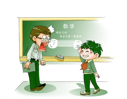 幽默漫画人物插画淘气小学生气老师