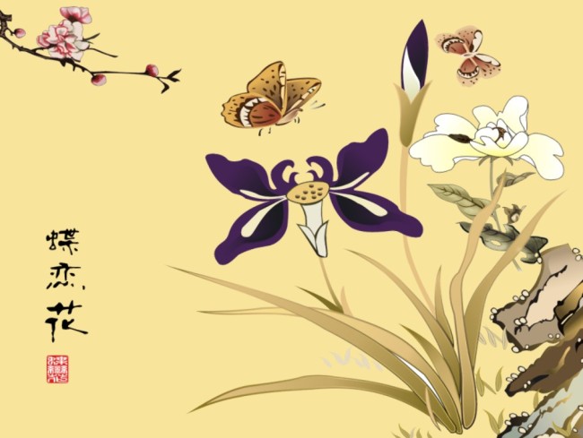 蝶恋花图模板下载(图片编号:11172016)_背景墙_室内