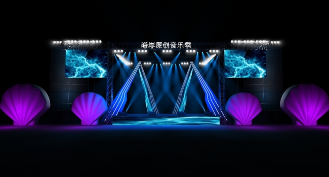 音乐节舞台舞美设计效果图模板下载(图片编号