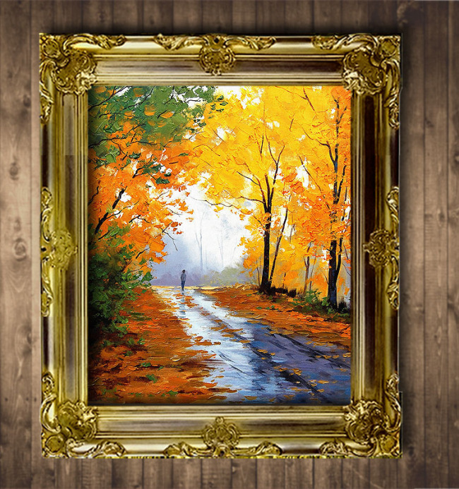 红叶满路欧洲风景油画模板下载(图片编号:11268041)_风景油画_油画_我图网weili.ooopic.com