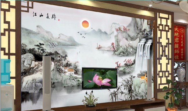 客厅山水国画电视背墙图片模板下载(图片编号:11279786)_背景墙_室内装饰|无框画|背景墙_我图网weili.ooopic.com