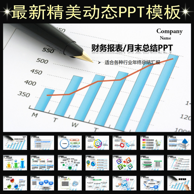 财务分析数据报告计划总结PPT模板模板下载(