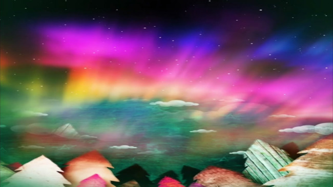 炫光彩云飘飘魔幻极光山林模板下载(图片编号