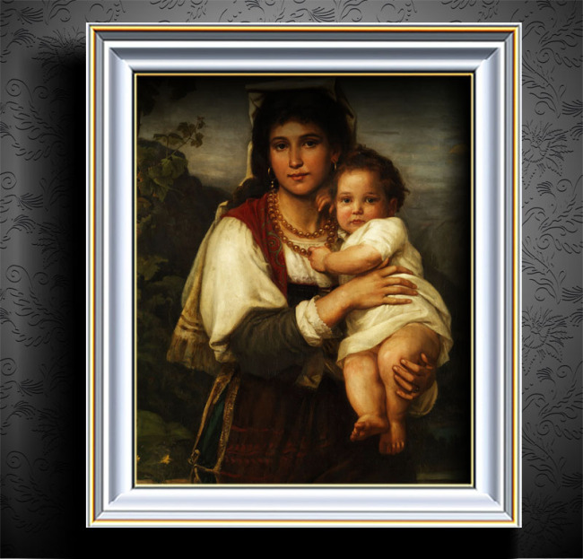 母与子古典主义油画模板下载(图片编号:11299