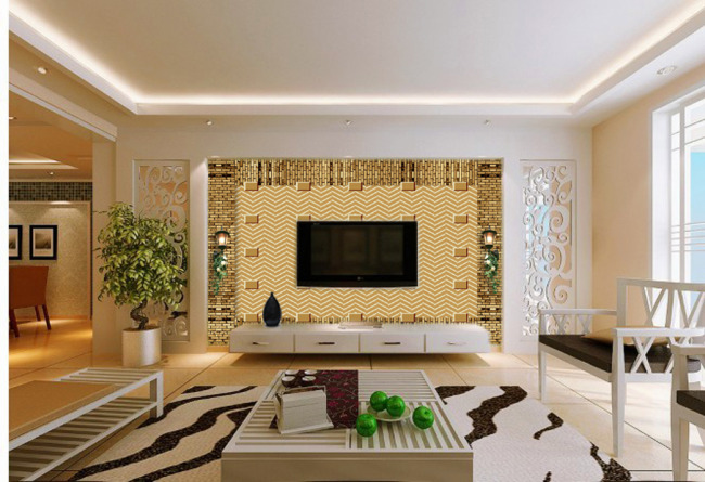 现代简约电视背景墙设计效果图模板下载(图片