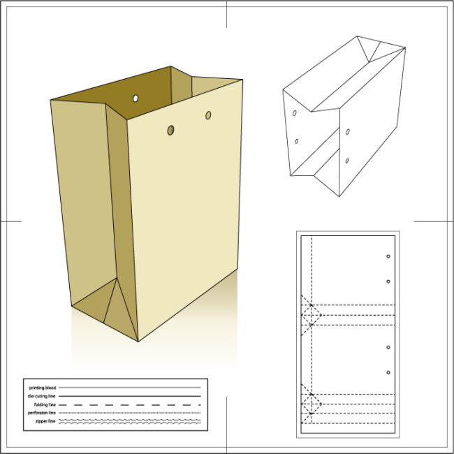 标准手提袋模板含刀模
