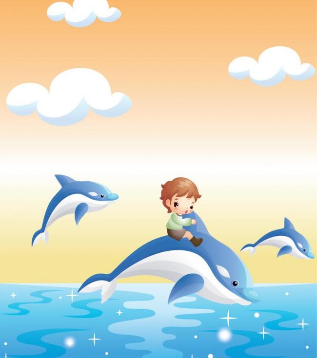 骑海豚的男孩图片模板下载(图片编号:1136848
