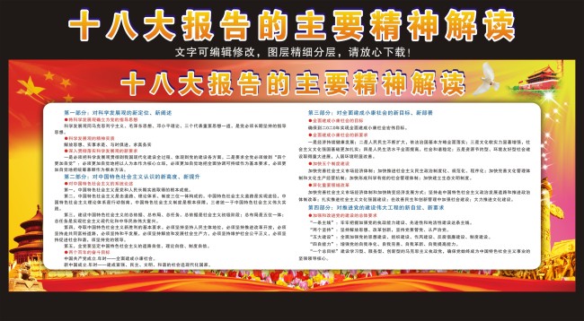 十八大报告的主要精神解读宣传栏十八大展板模