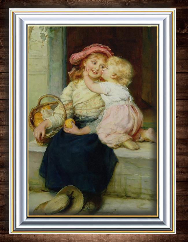 亲密的小<em>姐妹欧洲</em>古典主义人物油画模板下载(