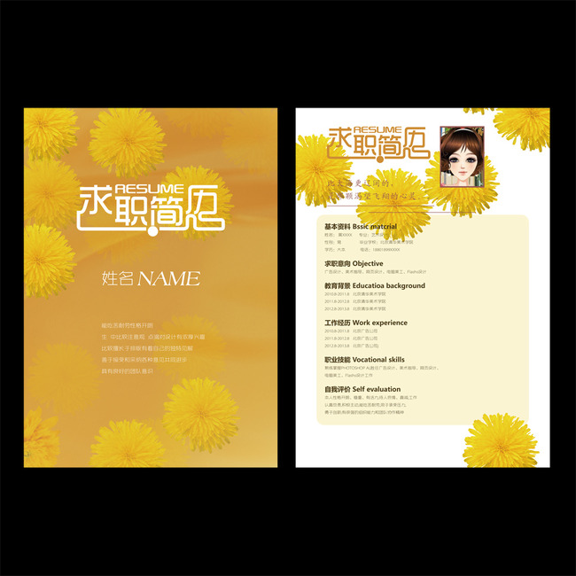 专业 意向 技能 工作 自我评价 教育背景 简历背景 工作经历 简历图片