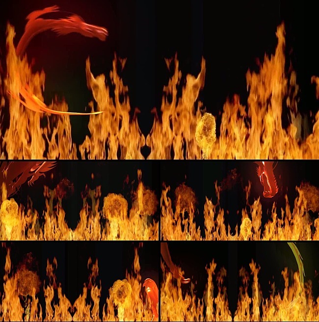 火中飞龙金龙腾飞火焰中飞龙视频素材模板下载