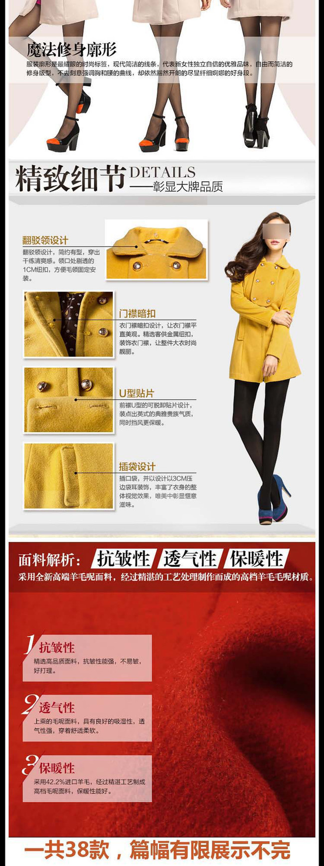 淘宝素材爆款服装细节描述带文案PSD模板模