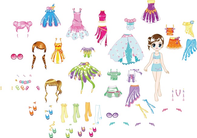 <em>少女换装游戏</em>泡泡贴衣服模板下载(图片编号:1