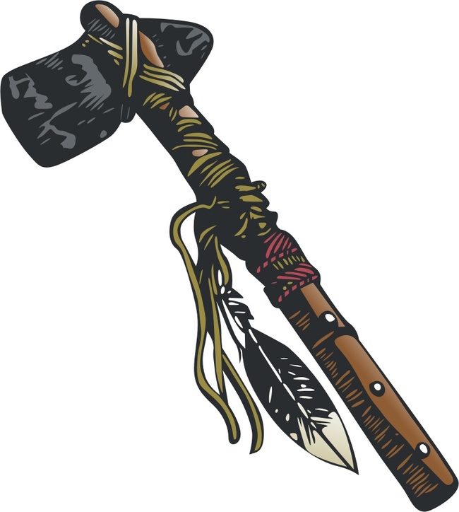 古代斧头石锤印第安人斧头石锤矢量图模板下载