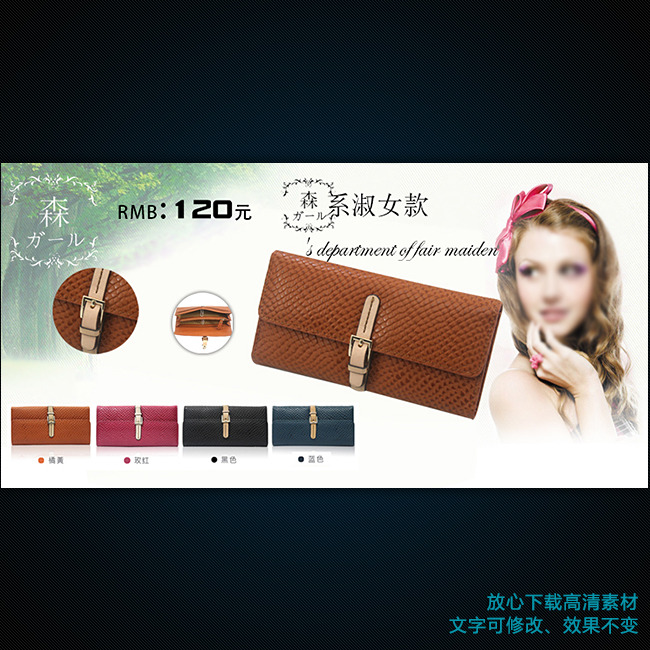 <em>淘宝女士钱包</em>活动海报包包促销海报模板下载(