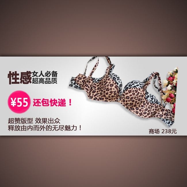 淘宝<em>网店女士内衣</em>海报模板设计psd源文件模板
