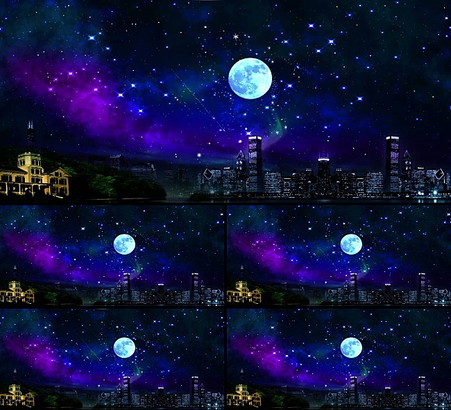 夜晚城市星空流星划过图片