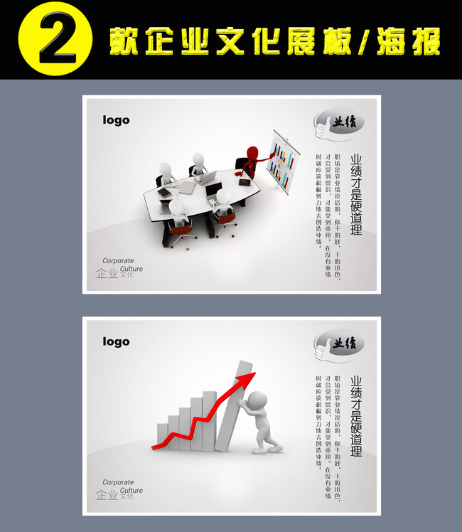 企业文化展板海报之业绩才是硬道理模板下载(