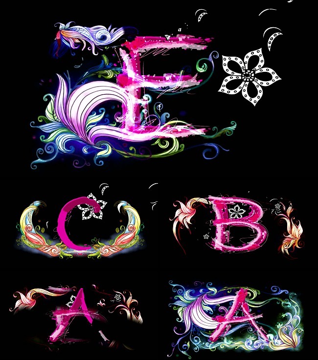 花纹英文字母动态视频素材模板下载(图片编号