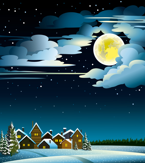 冬天下雪的夜晚