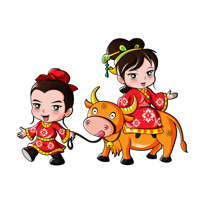 <em>牛郎织女</em>卡通形象PSD分层源文件下载模板下