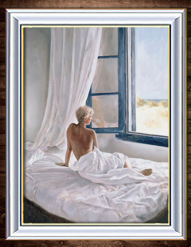 <em>窗前的女子</em>古典主义油画模板下载(图片编号:1