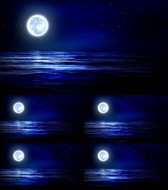 夜晚海面星空元月动态视频素材模板下载(图片
