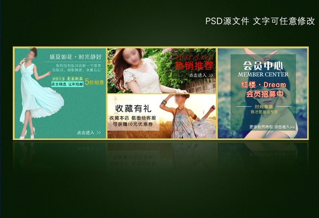 店铺首页导航下分类促销模版模板下载(图片编