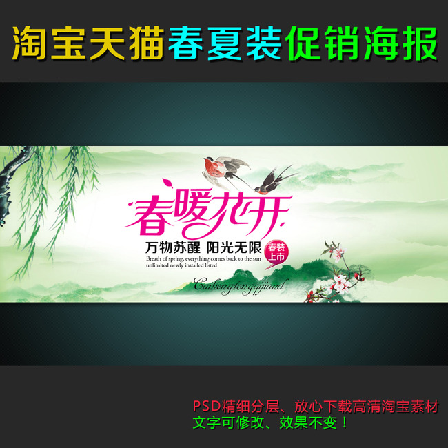 淘宝<em>女装春季</em>新品<em>促销</em>海报PSD素材模板模板