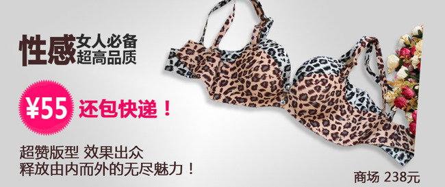 淘宝950首页豹纹<em>文胸促销海报</em>PSD图片模板下