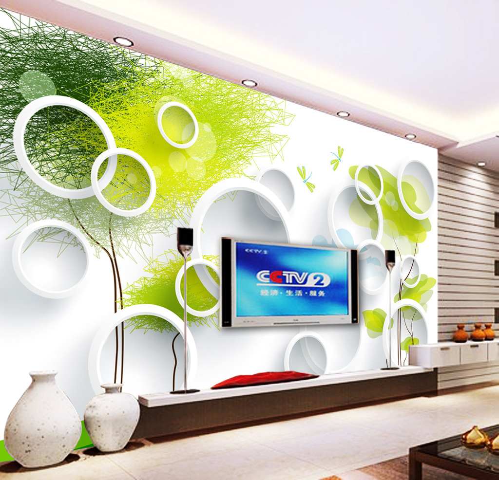 梦幻树3D圆圈电视背景墙模板下载(图片编号:1