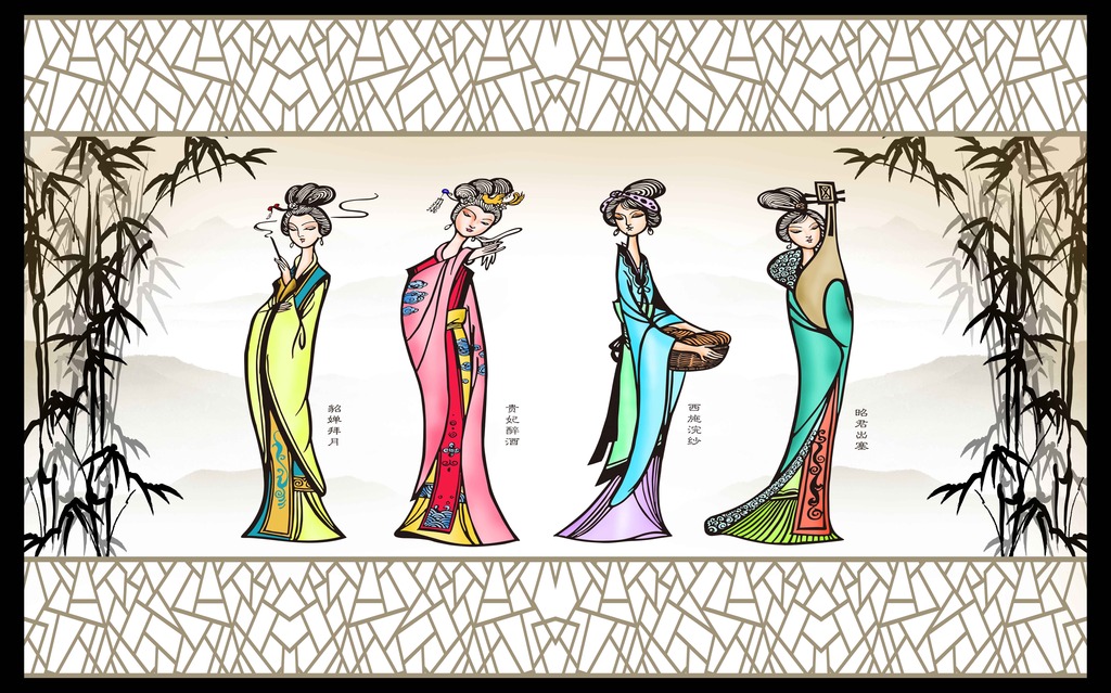 古代四大美女室内背景墙模板下载(图片编号:11683497)_中式电视背景墙_电视背景墙_我图网weili.ooopic.com