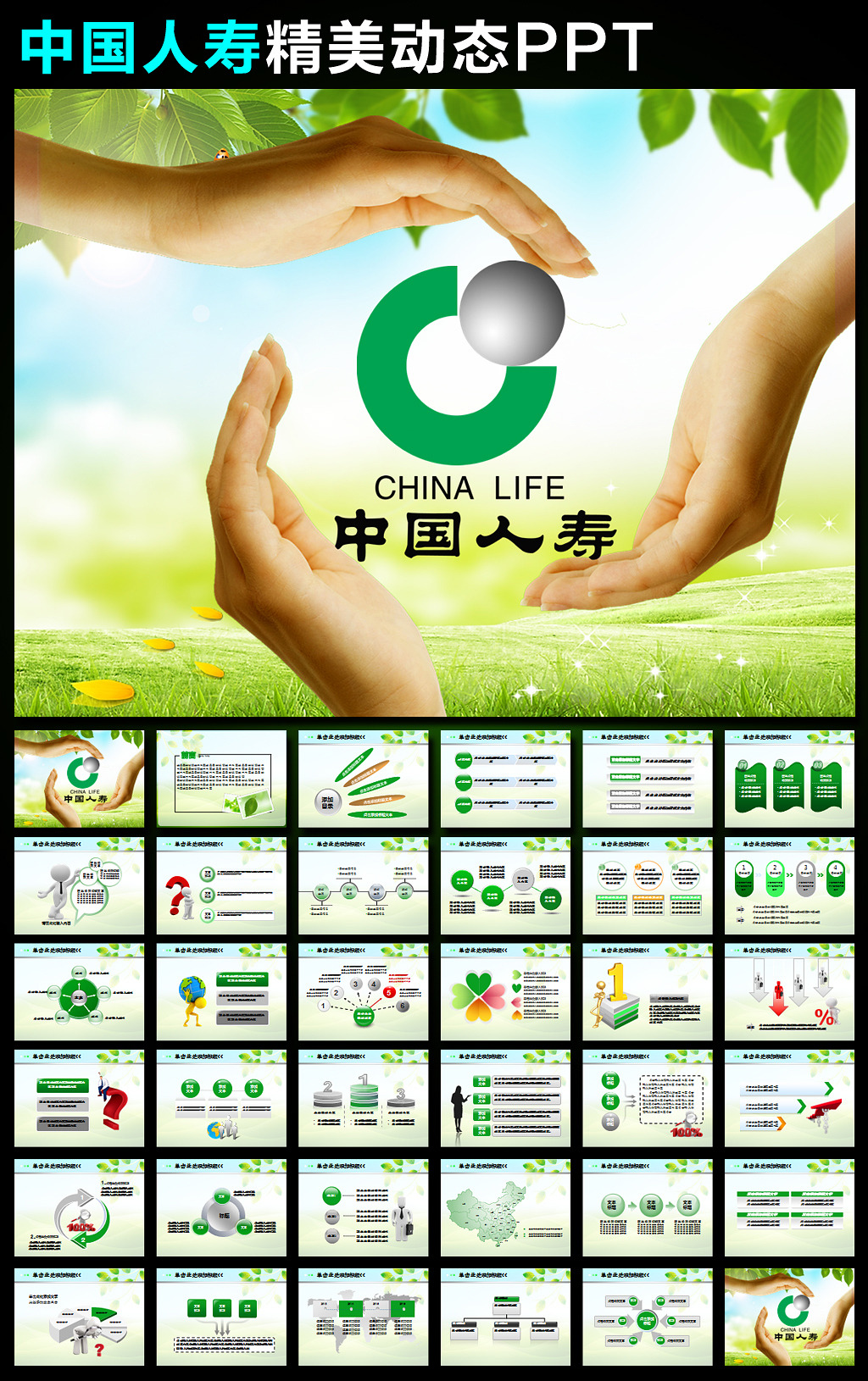 中国<em>人寿保险</em>公司动态PPT模板模板下载(图片