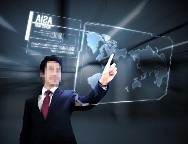 透明触摸屏后的商务男士模板下载(图片编号:1