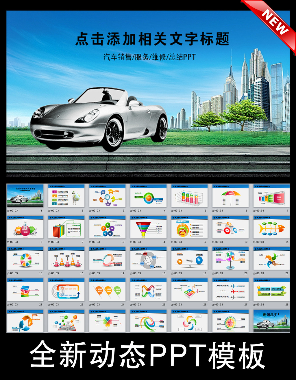 动态汽车销售维修售后服务会议PPT模板模板下