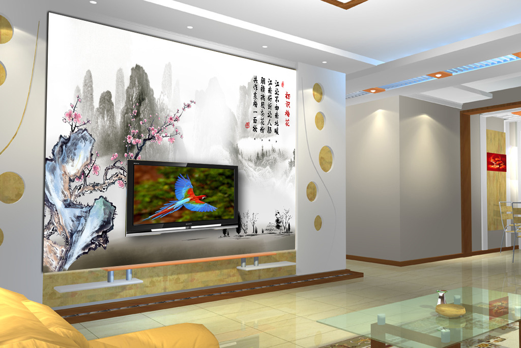 【本作品下载内容为:"水墨画梅花电视客厅背景墙"模板,其他内容仅为参考,如需印刷成实物请先认真校稿,避免造成不必要的经济损失。】 【声明】未经权利人许可,任何人不得随意使用本网站的原创作品(含预览图),否则将按照我国著作权法的相关规定被要求承担最高达50万元人民币的赔偿责任。