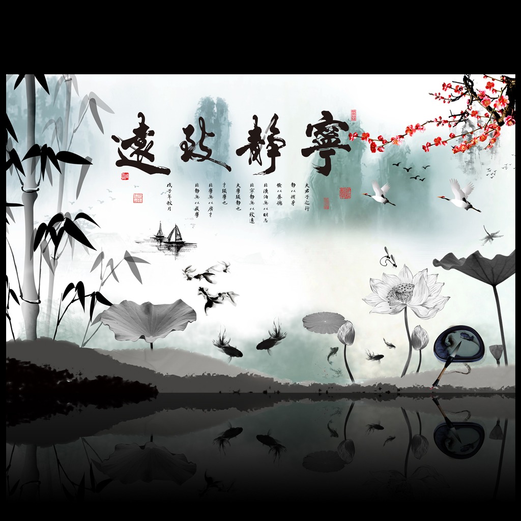 竹子装饰墙,墙面装饰,沙发背景墙装饰画_点力图库
