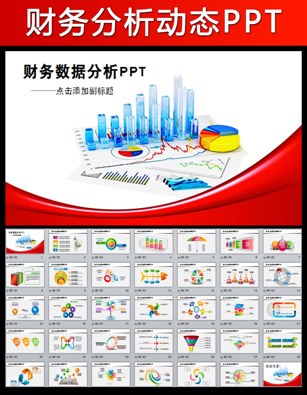 财务分析数据报告计划总结PPT模板模板下载(