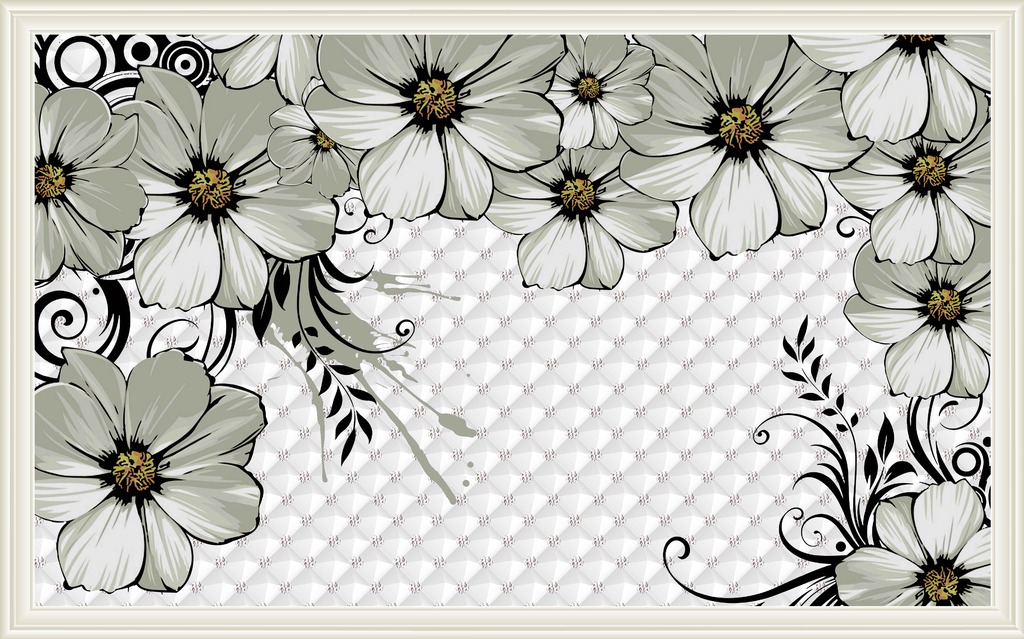 个性相框花卉皮革软包钻石菱形背景墙模板下载