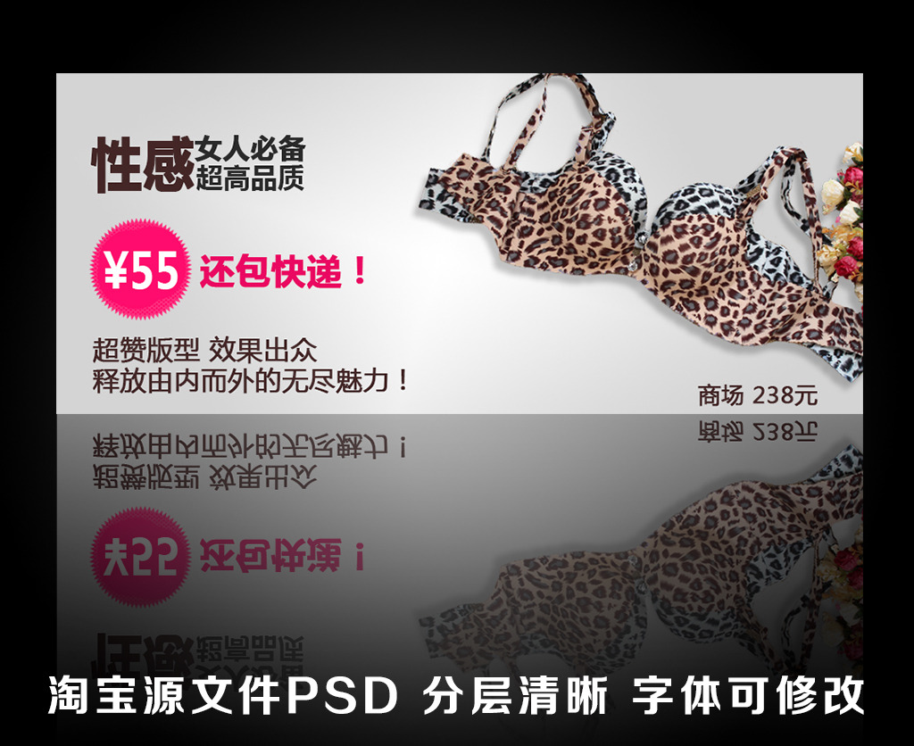 淘宝<em>天猫</em>京东<em>胸罩</em>女装促销海报模板下载(图片
