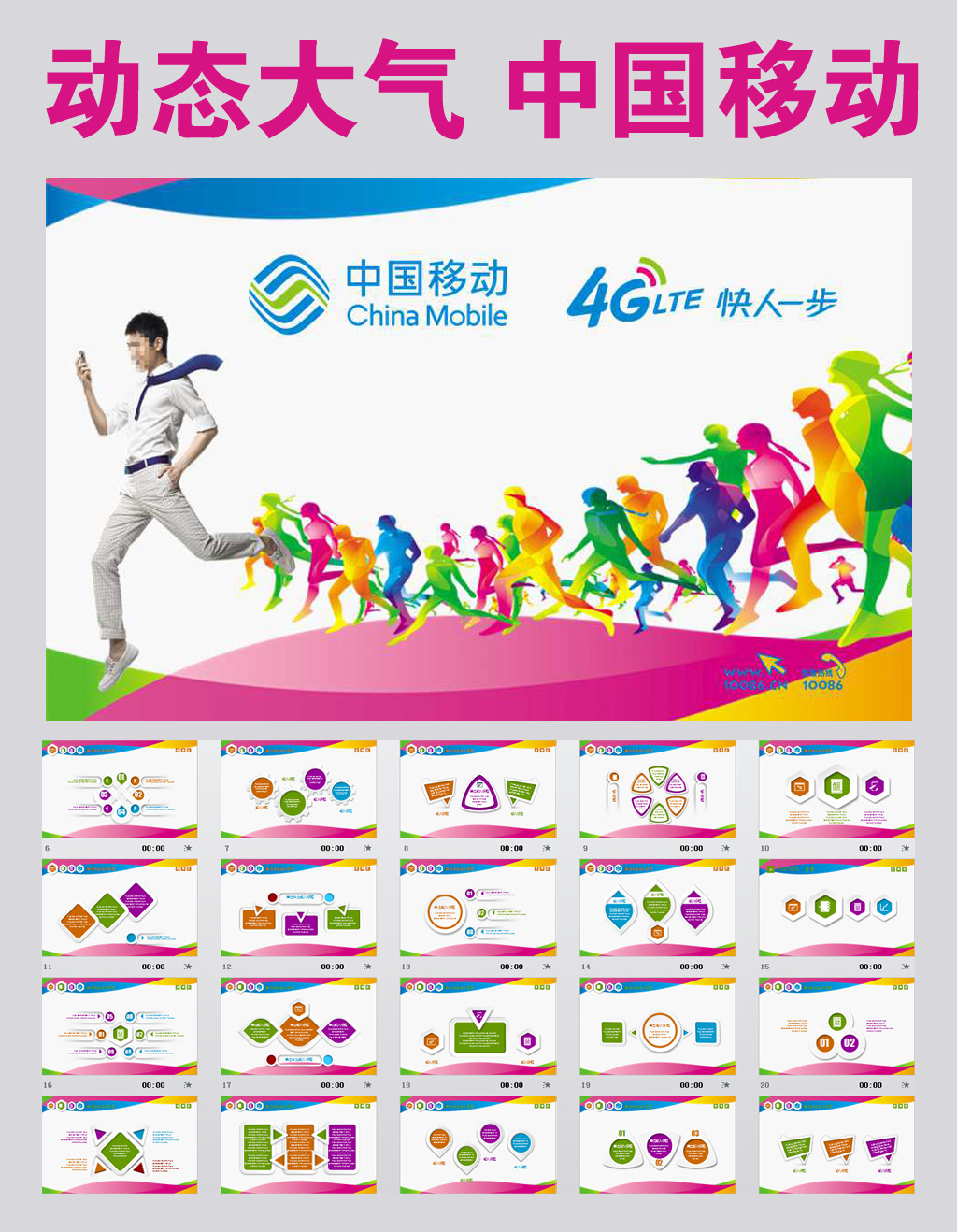 中国移动通信4G业绩报告会议幻灯片PPT模板