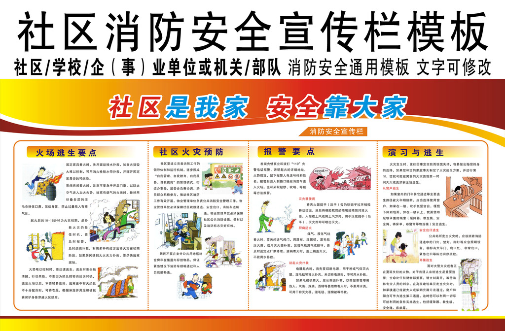 社区消防安全宣传栏模板下载(图片编号:11852
