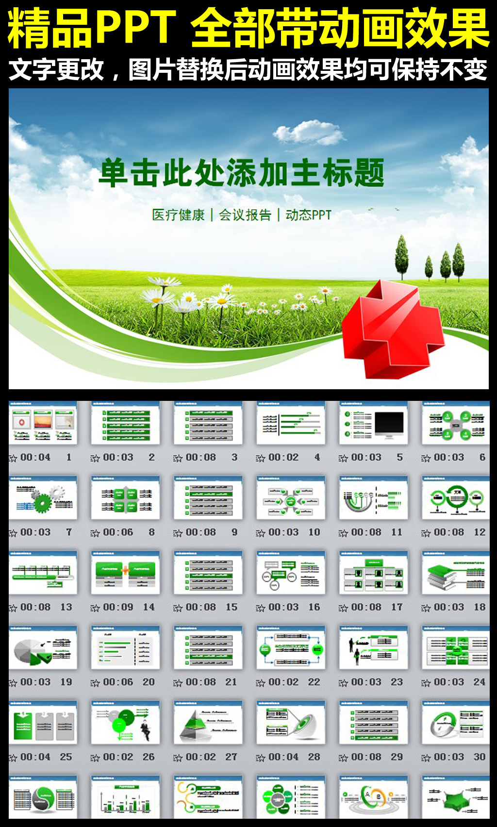 医院医疗卫生工作护士业绩报告会议PPT模板下