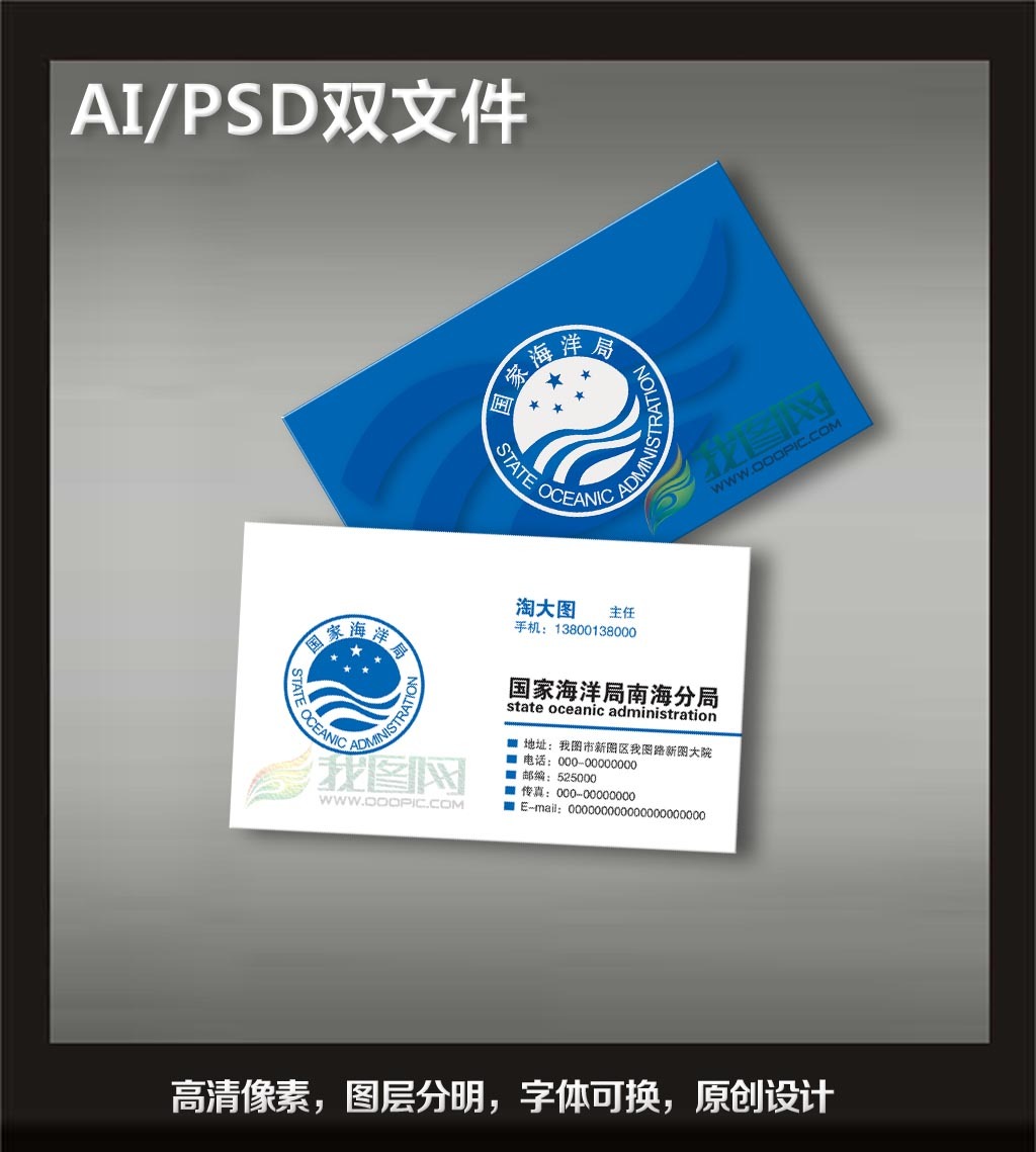 边防武警部队军队海警海事局名片模板下载(图