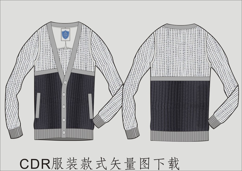 经典新款<em>针织开衫</em>服装<em>款式</em>图下载模板下载(图