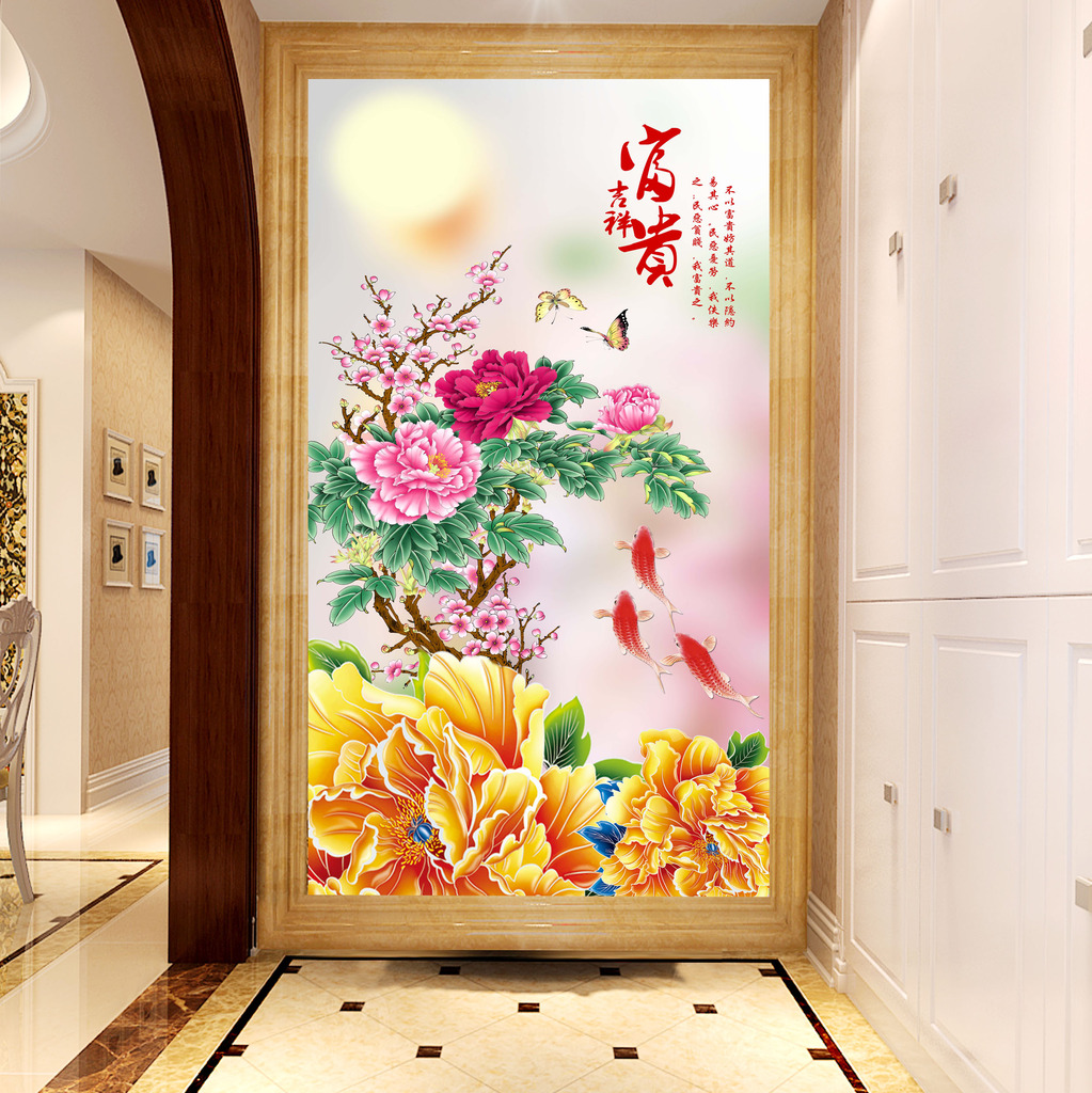 【本作品下载内容为:"精美工笔花鸟画玄关背景"模板,其他内容仅为参考,如需印刷成实物请先认真校稿,避免造成不必要的经济损失。】 【声明】未经权利人许可,任何人不得随意使用本网站的原创作品(含预览图),否则将按照我国著作权法的相关规定被要求承担最高达50万元人民币的赔偿责任。