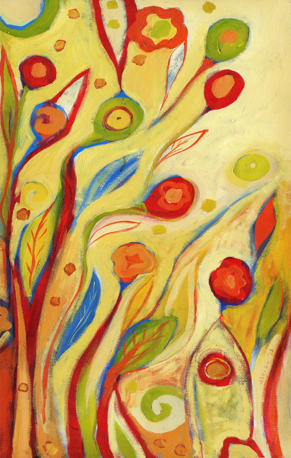 彩色孔雀花抽象油画模板下载(图片编号:11945643)_静物油画_油画_我图网weili.ooopic.com