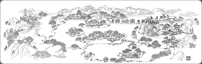 承德避暑山庄图片下载线描画